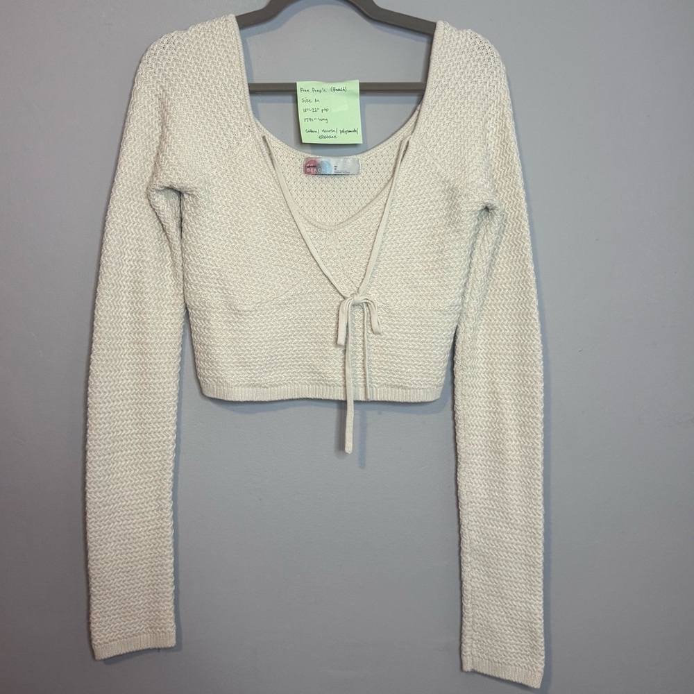 Free People Cream Knit Cardigan